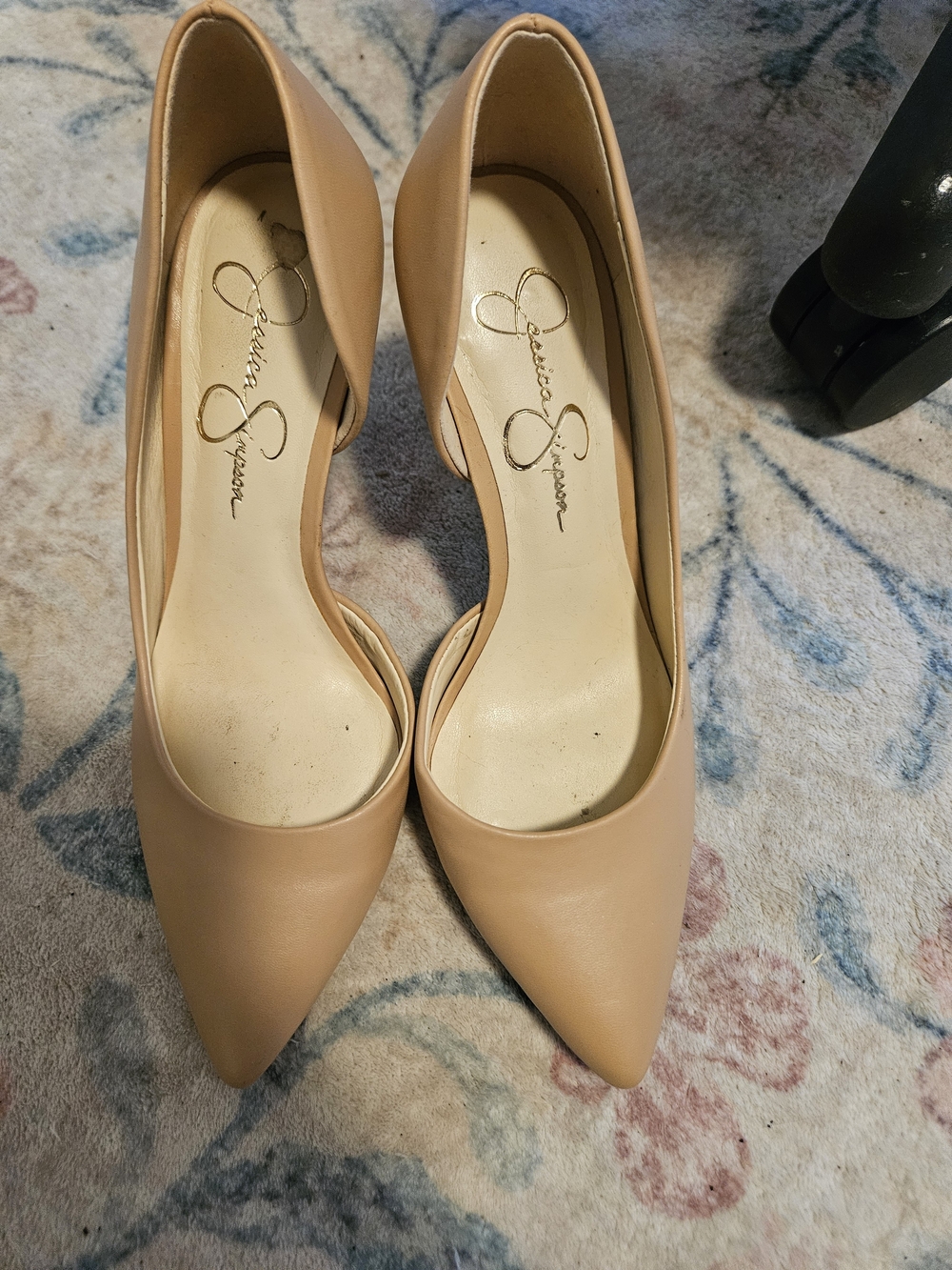 Jessica Simpson Beige Pointed-Toe Pumps